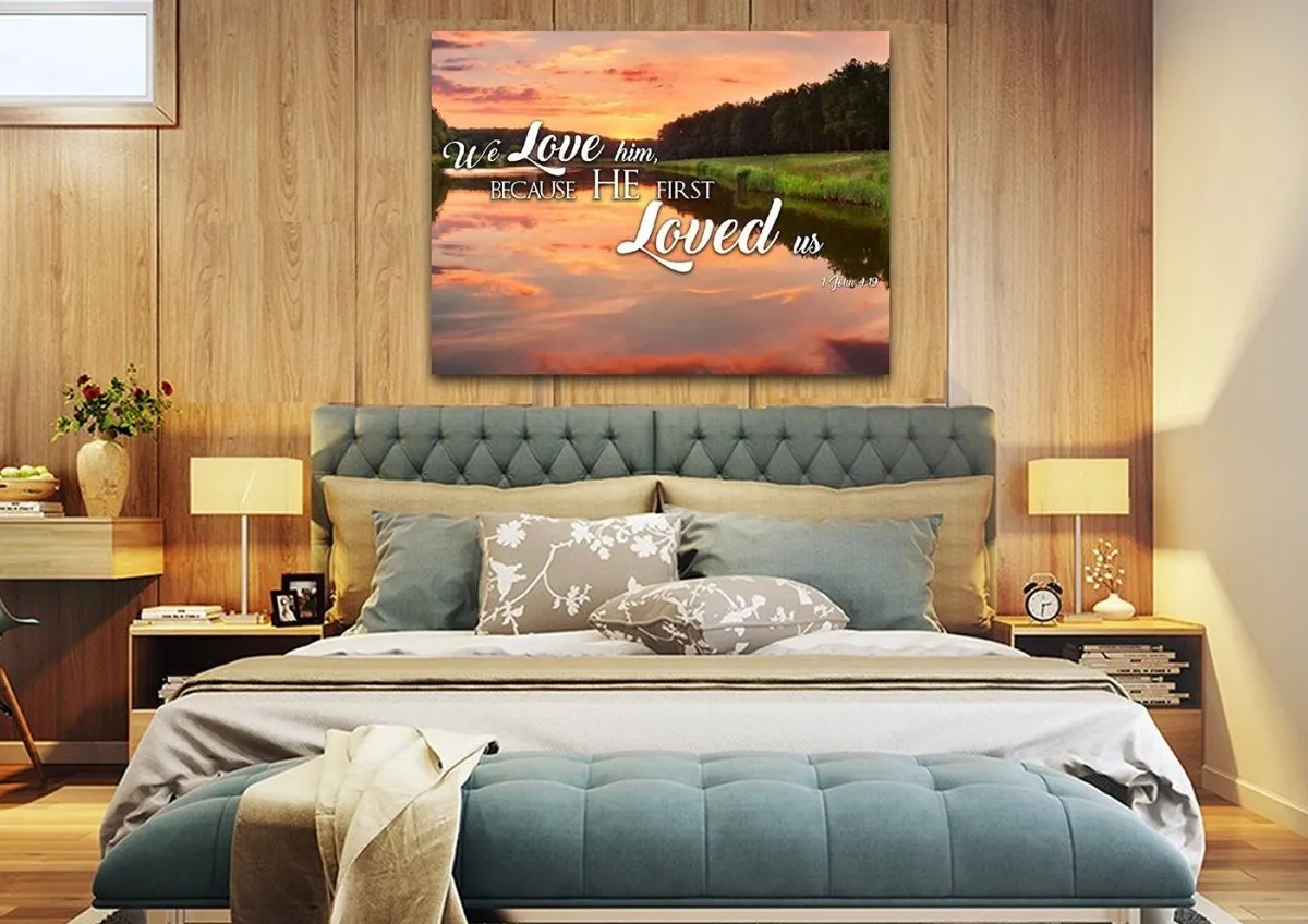 1 John 419 Kjv He First Loved Us Canvas Wall Art Print - Christian Canvas Wall Art