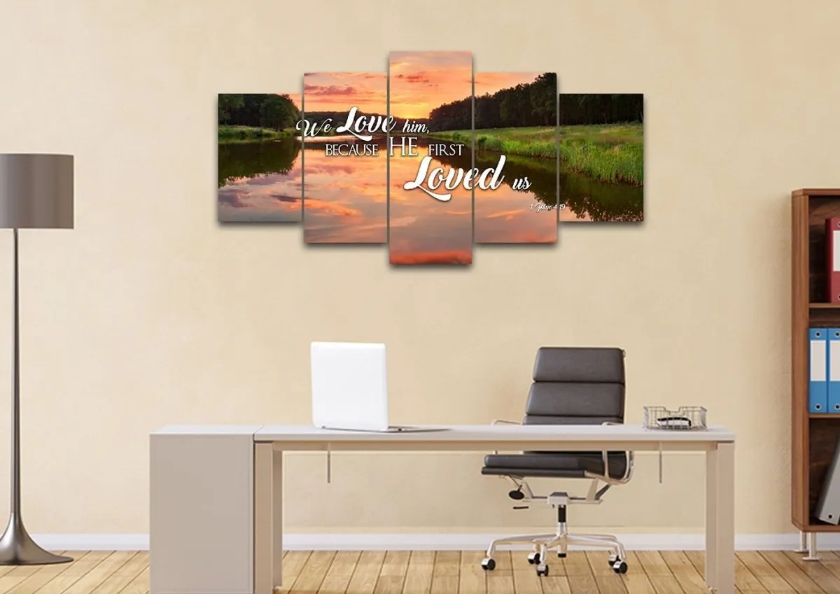 1 John 419 Kjv He First Loved Us Canvas Wall Art Print - Christian Canvas Wall Art