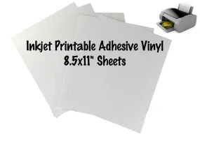 1 Sheet Inkjet Printable Adhesive Vinyl 8.5x11" Sheet Indoor Outdoor Permanent Adhesive Vinyl Print Your Own Vinyl Designs Printed Vinyl