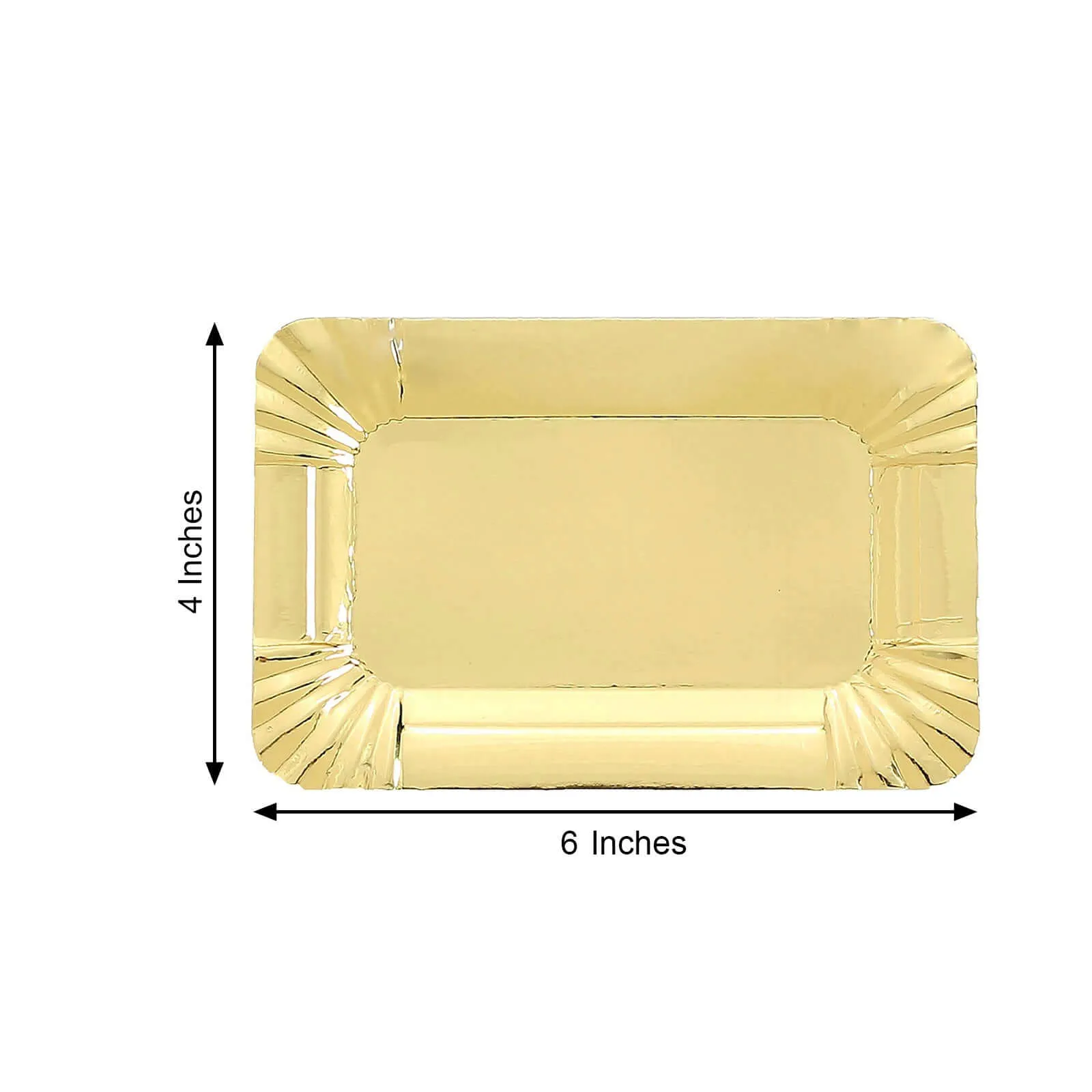 10 Pack Metallic Gold Small Paper Cardboard Serving Trays, Rectangle Party Platters With Scalloped Rim 400 GSM 6"
