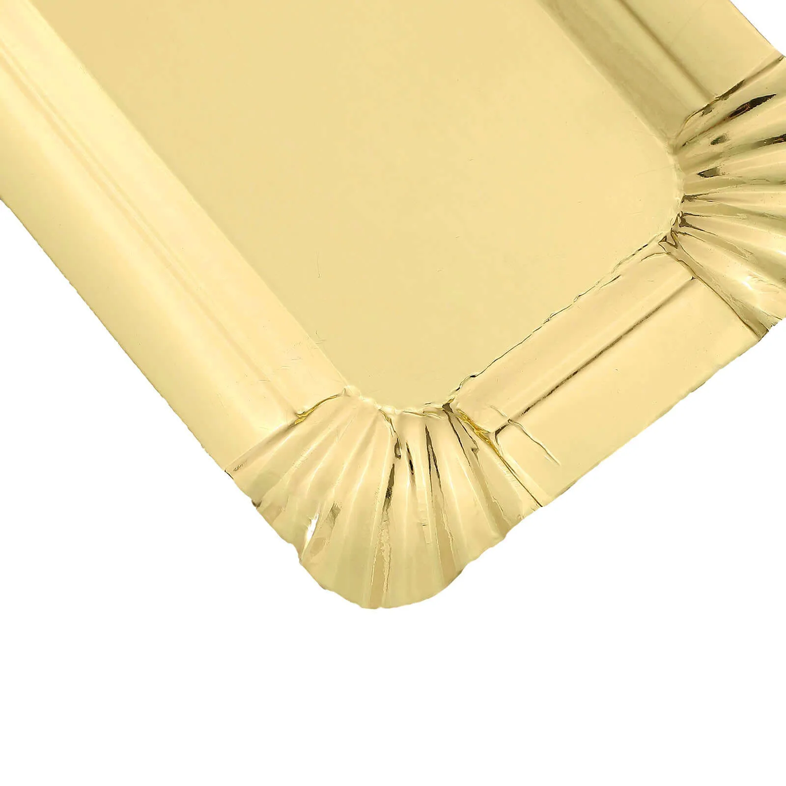 10 Pack Metallic Gold Small Paper Cardboard Serving Trays, Rectangle Party Platters With Scalloped Rim 400 GSM 6"