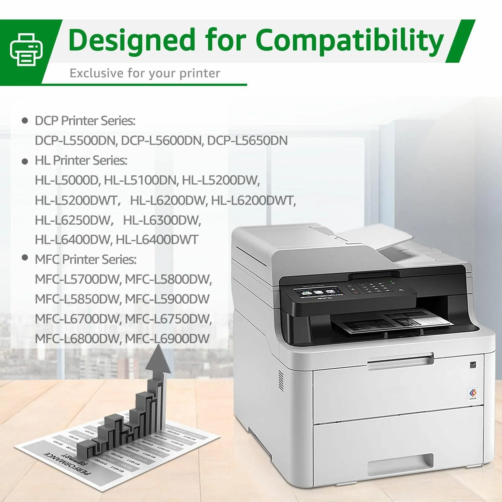2-Pack Compatible Brother TN850 High Yield Black Toner Cartridge, 8,000 Pages