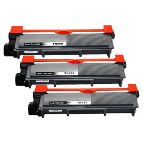 3 Brother TN660 Toner Cartridge, High Yield Compatible Toner For MFC/HL/DCP Printers ( Replaces TN630 )