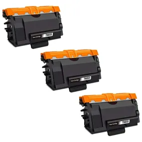 3-Pack Compatible Brother TN850 High Yield Black Toner Cartridge, 8,000 Pages