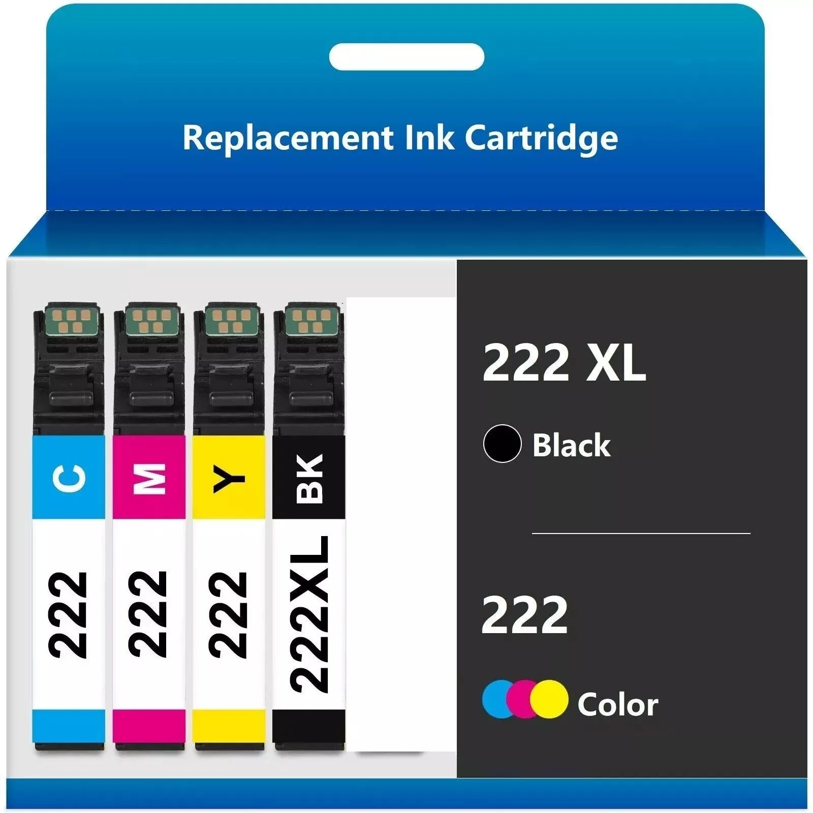 4 Pack 222XL Replacement Ink Cartridges for Epson Expression XP-5200 WorkForce WF-2960