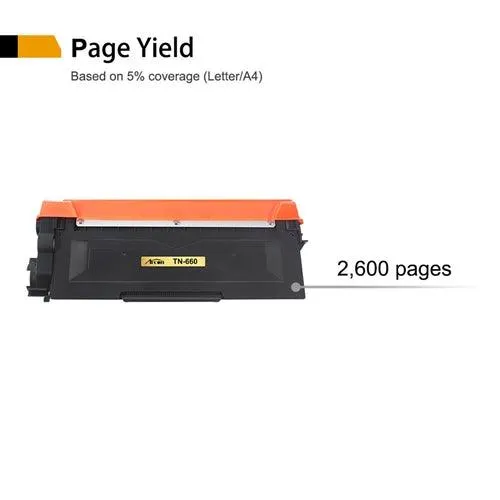 5 Brother TN660 Toner Cartridge, High Yield Compatible Toner For MFC/HL/DCP Printers ( Also Replaces TN630 )