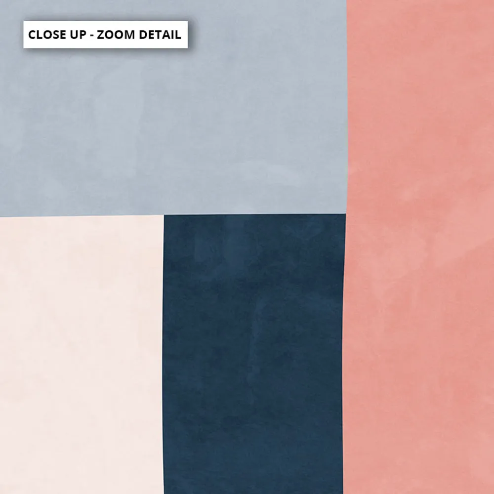 Abstract Blocks | Indigo & Blush II - Art Print