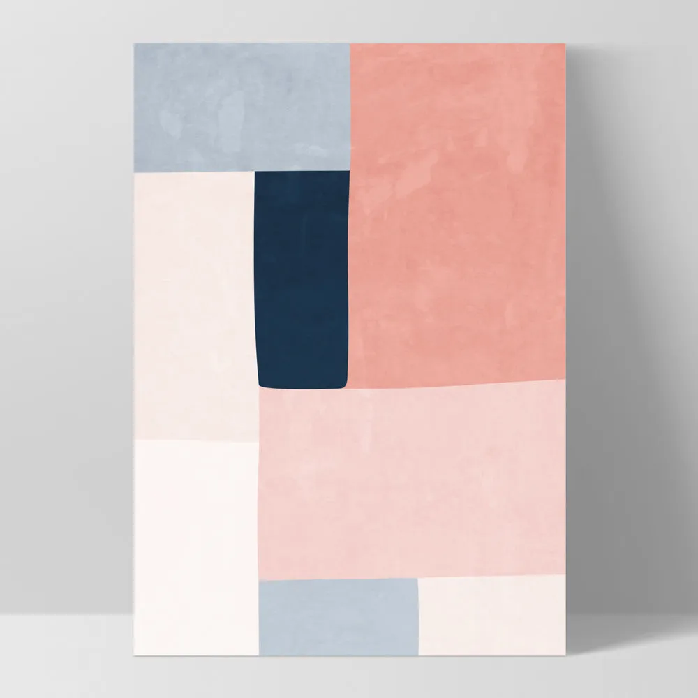 Abstract Blocks | Indigo & Blush II - Art Print