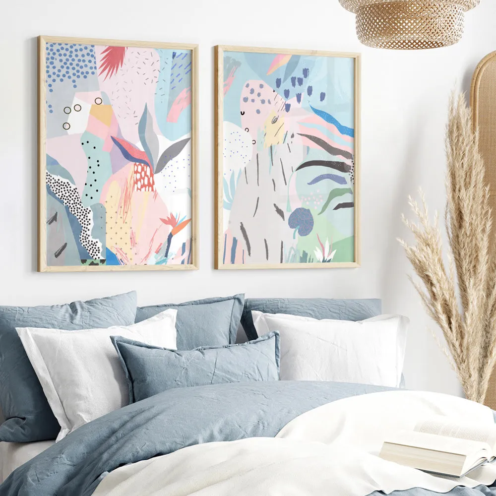 Abstract Geo Pastel Gardens I - Art Print