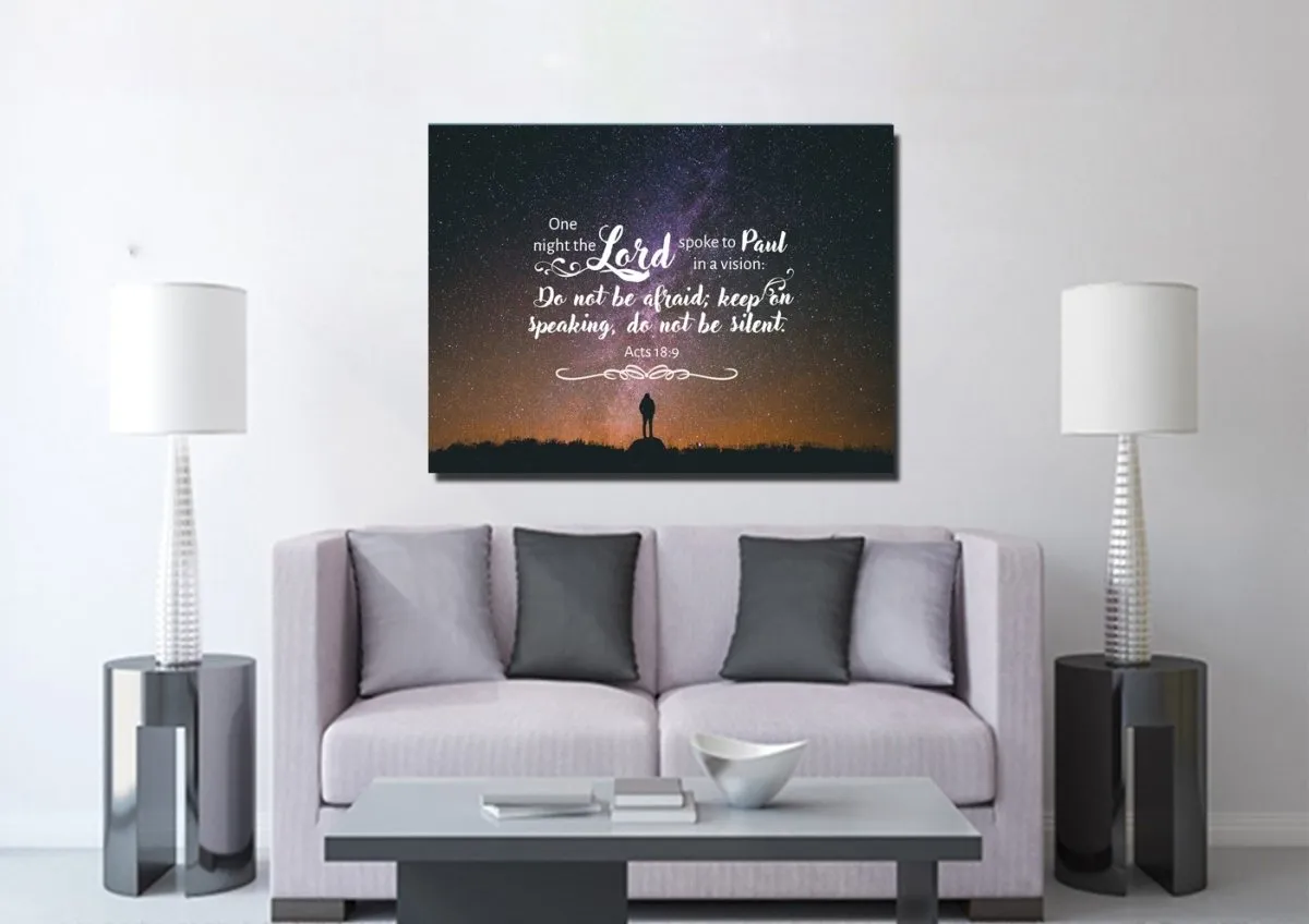 Acts 189 Canvas Wall Art Print - Do Not Be Afraid, Keep On Speaking, Do Not Be Silent - Christian Canvas Wall Art