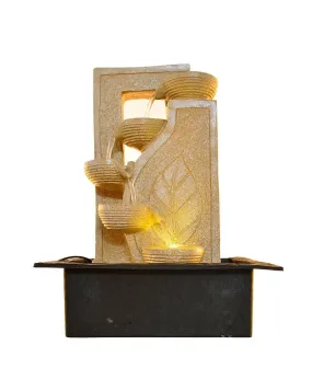 ANAVADYA Cream Polyresin Designer Table Top 4 Tier Waterfall Fountain Indoor Home Decor with Multicolour Lights and Water Flow Control Pump (Size: 40 x 29.5 x 22 CM)