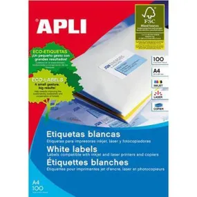 Apli 1279 General Use Labels Square Corners 8Up 105 X 74.0Mm A4 White 100 Sheets