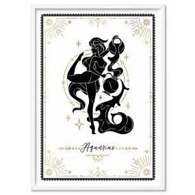 Aquarius Star Sign | Tarot Card Style (faux look foil) - Art Print