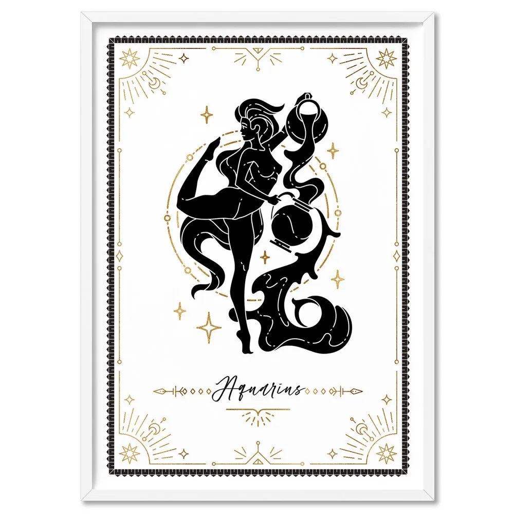 Aquarius Star Sign | Tarot Card Style (faux look foil) - Art Print