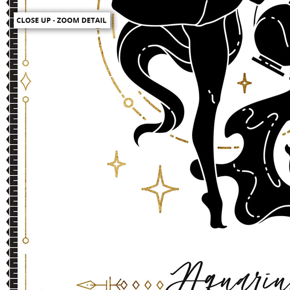 Aquarius Star Sign | Tarot Card Style (faux look foil) - Art Print