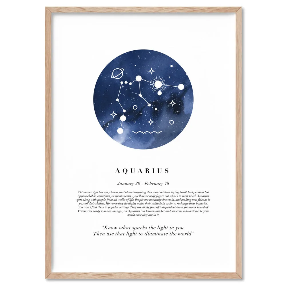 Aquarius Star Sign | Watercolour Circle - Art Print