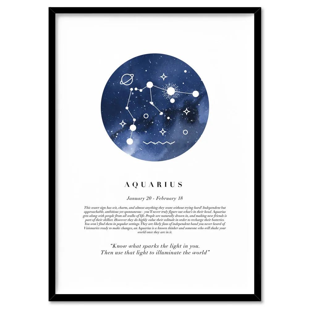 Aquarius Star Sign | Watercolour Circle - Art Print