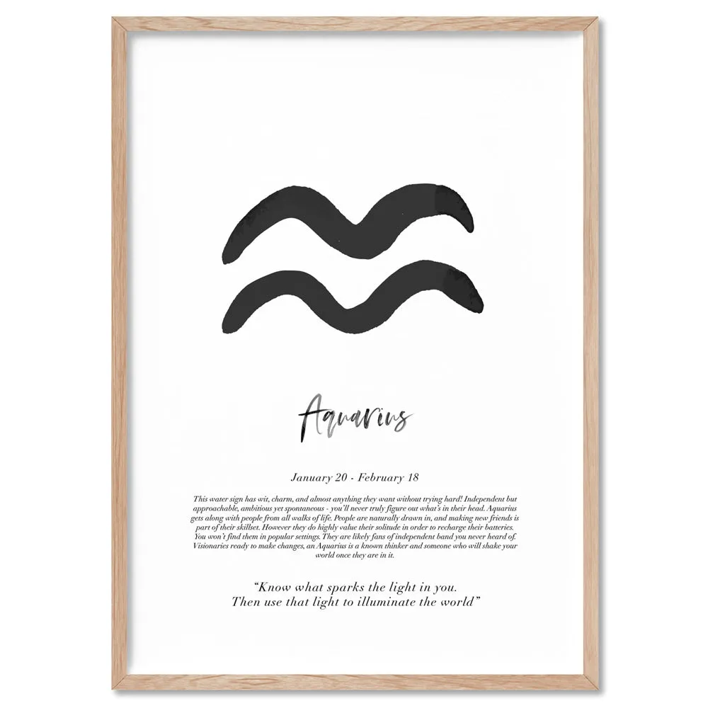 Aquarius Star Sign | Watercolour Symbol - Art Print