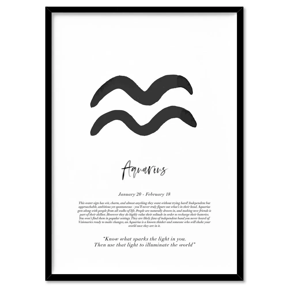 Aquarius Star Sign | Watercolour Symbol - Art Print
