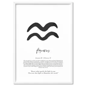 Aquarius Star Sign | Watercolour Symbol - Art Print