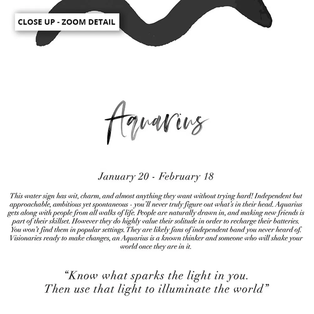 Aquarius Star Sign | Watercolour Symbol - Art Print