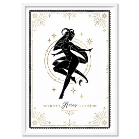 Aries Star Sign | Tarot Card Style (faux look foil) - Art Print