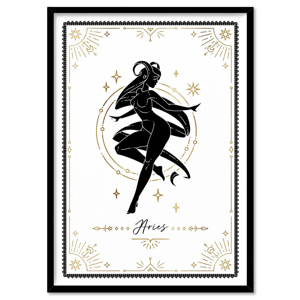 Aries Star Sign | Tarot Card Style (faux look foil) - Art Print