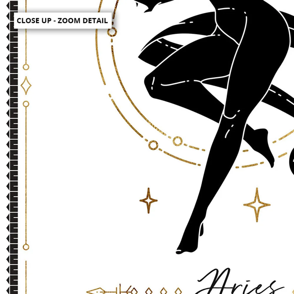 Aries Star Sign | Tarot Card Style (faux look foil) - Art Print