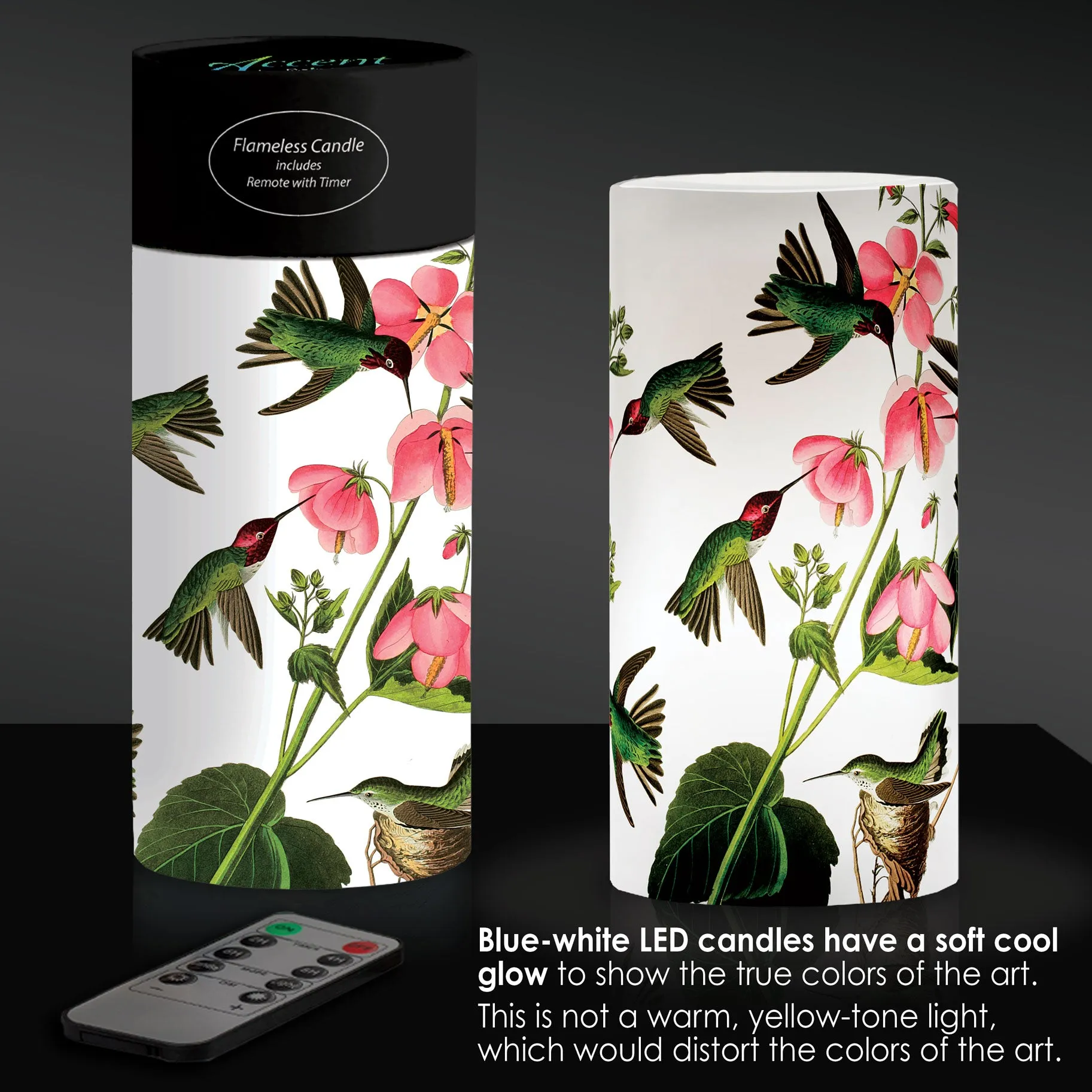Audubon Anna's Hummingbird 6" LED Real Wax Candle with Remote