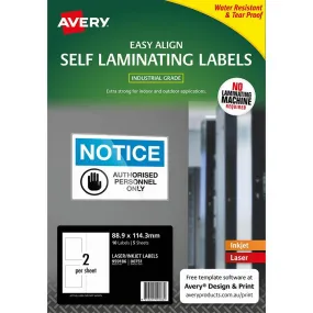 Avery 00751 Self Laminating Labels 2Up 88 X 114Mm Pack 5