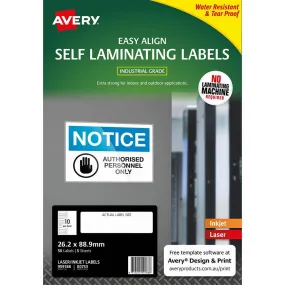 Avery 00753 Self Laminating Labels 10Up 26 X 88Mm Pack 5