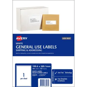 Avery 938203 L7167 General Use Laser Inkjet Copier Label 1Up White Pack 100