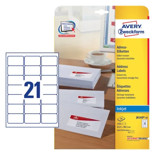Avery Address Labels 63.5 x 38.1 mm - (J8160-10)