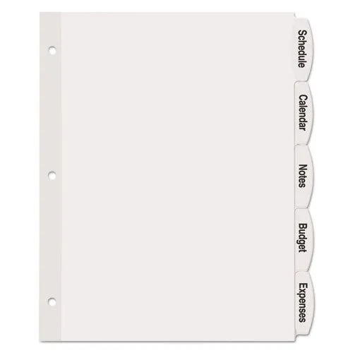 Big Tab Printable White Label Tab Dividers, 5-tab, 11 X 8.5, White, 20 Sets