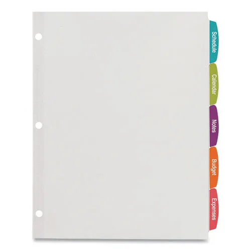 Big Tab Printable White Label Tab Dividers, 5-tab, 11 X 8.5, White, 4 Sets