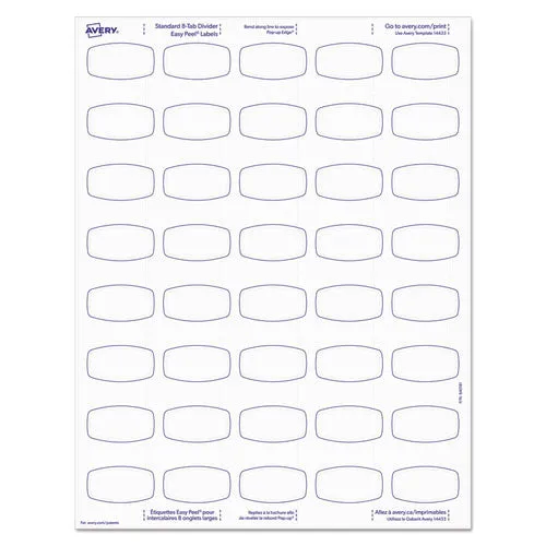 Big Tab Printable White Label Tab Dividers, 8-tab, 11 X 8.5, White, 20 Sets