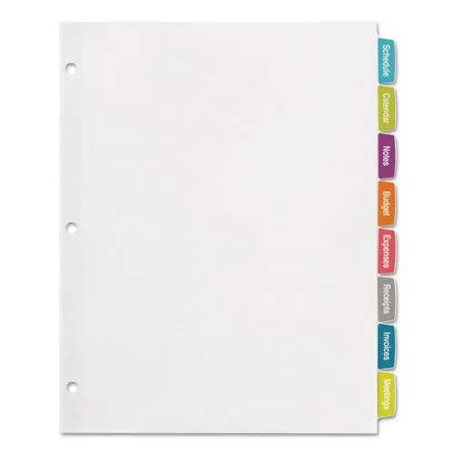 Big Tab Printable White Label Tab Dividers, 8-tab, 11 X 8.5, White, 20 Sets