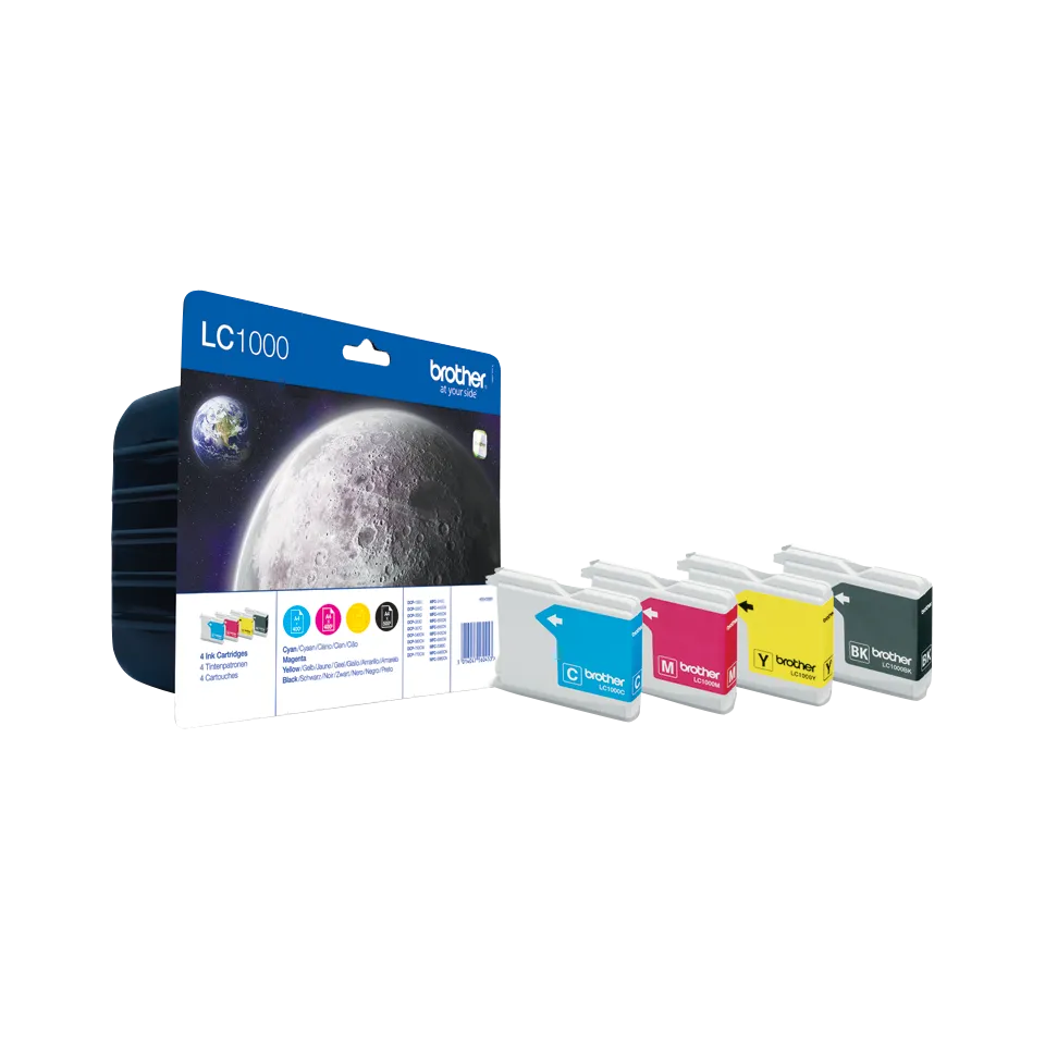 Brother Black Cyan Magenta Yellow Ink Cartridge Multipack 19ml   3 x 7ml (Pack 4) - LC1000VALBP