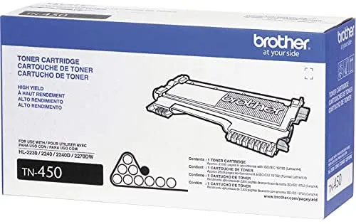 Brother Genuine High-Yield Black Toner Cartridge, 2600 Pages - TN450