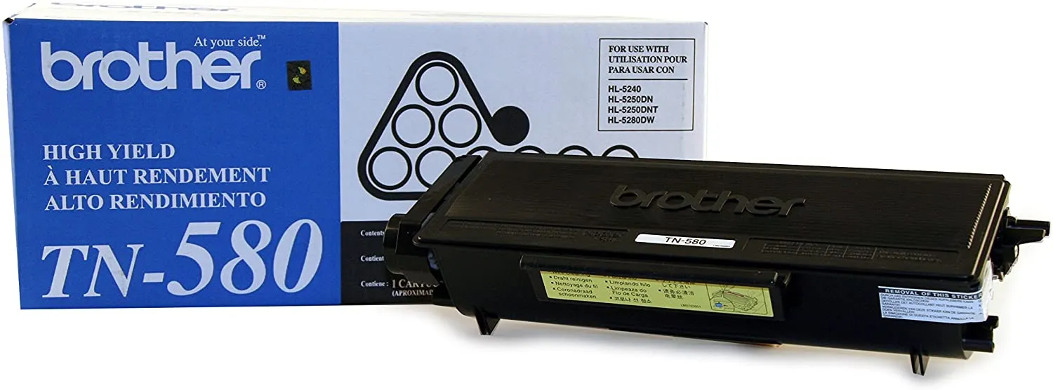 Brother Genuine High-Yield Black Toner Cartridge, 7000 Pages - TN580