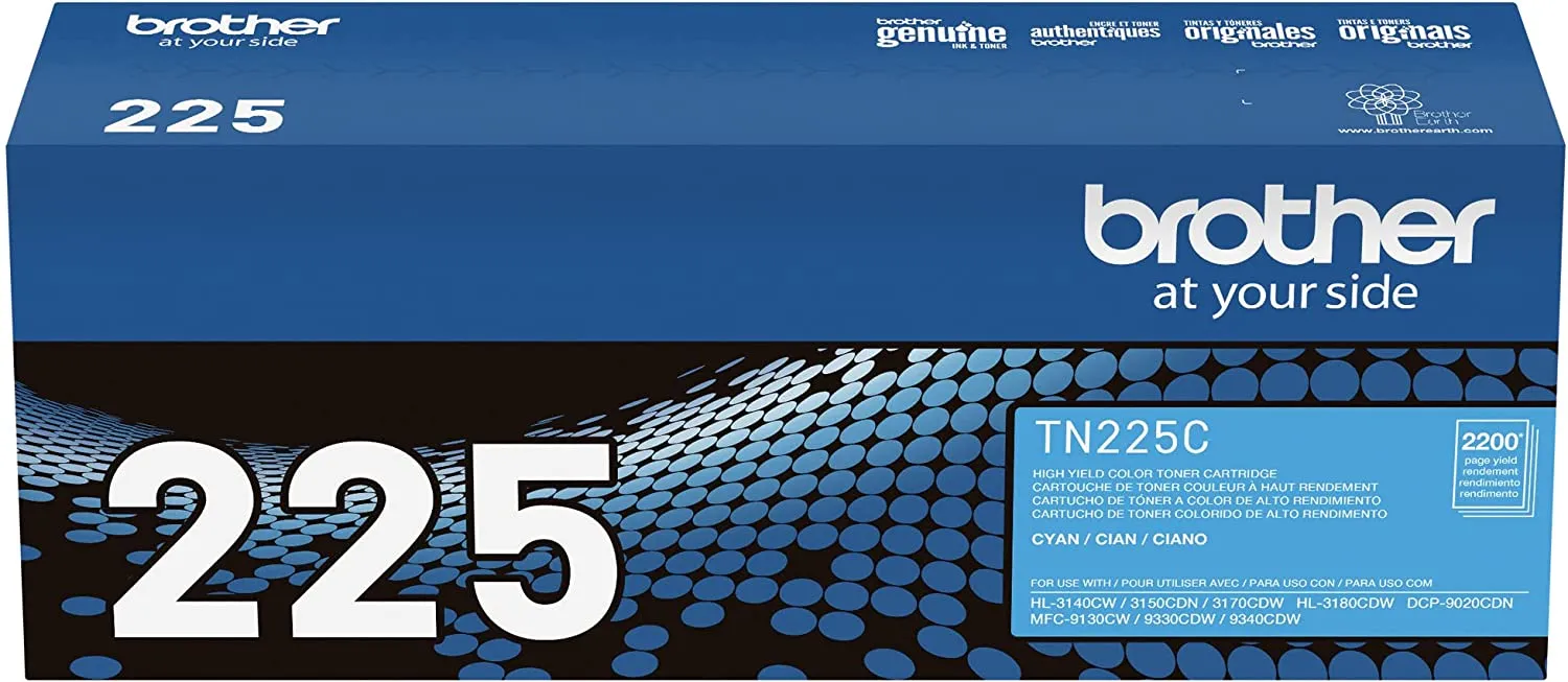 Brother Genuine High-yield Cyan Toner Cartridge, 2200 Pages - TN225C