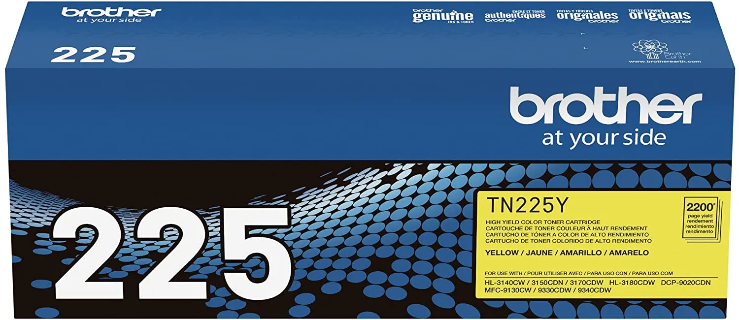 Brother Genuine High-yield Yellow Toner Cartridge, 2200 Pages - TN225Y