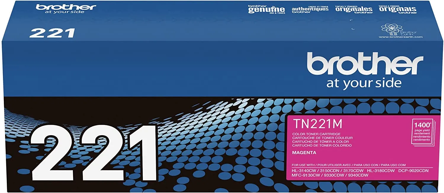 Brother Genuine Standard-yield Magenta Toner Cartridge, 1400 Pages - TN221M