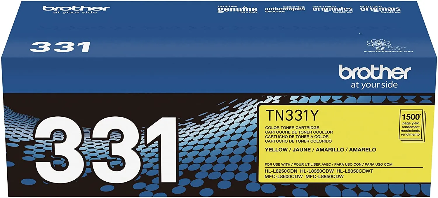 Brother Genuine Standard-yield Yellow Toner Cartridge, 1500 Pages - TN331Y