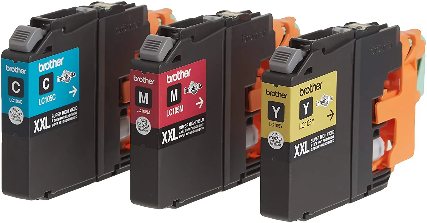 Brother Genuine Super High-Yield 3 Pack Color Ink Cartridges, C/M/Y, 1200 Pages - LC1053PKS