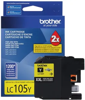 Brother Genuine Super High-Yield Yellow Ink Cartridge, 1200 Pages - LC105Y