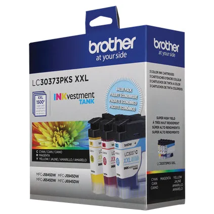 Brother INKvestment Tank Super High-Yield 3-pack Color Ink Cartridges, C/M/Y, 1500 Pages - LC30373PKS