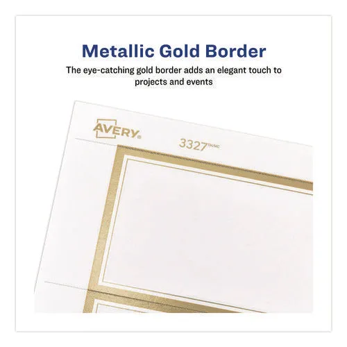 Business Cards With Metallic Gold Borders, Inkjet/laser, 2 X 3.5, White, 100 Cards, 10 Cards/sheet, 10 Sheets/pack