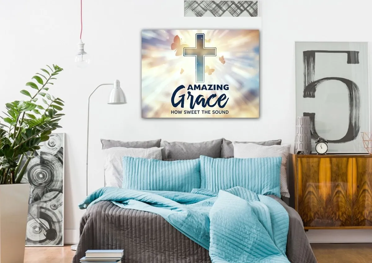 Butterflies Amazing Grace Wall Art & Decor - Christian Canvas Wall Art
