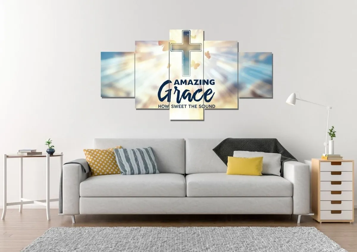 Butterflies Amazing Grace Wall Art & Decor - Christian Canvas Wall Art